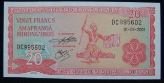 Burundi 20 Francs 2001,  Unc. photo