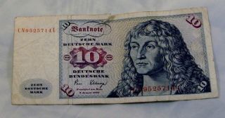 Germany 10 Mark Banknote Issued 1980 - 1 Circulated Banknote Serie Cn9525714l photo