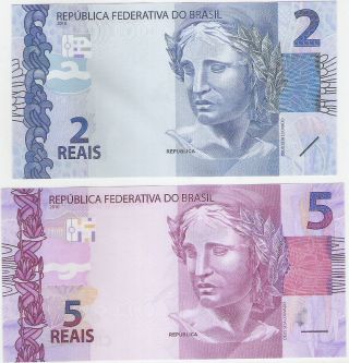 Brazil,  2013 (2010) 2 And 5 Reais,  Low Number photo