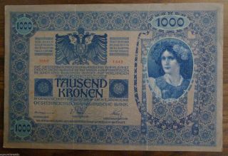 Austria Vf,  1902 1000 Kronen (pick 8b - Rose Underprint) Vf,  Hungary photo
