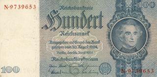 Currency Germany Reich 1924 Bank Note Nazi 0100 Reichmark Hundert photo