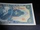 Brazil 5 Cruzeiros 1943 Hand Signed Uncirculated Series 347a Paper Money: World photo 2