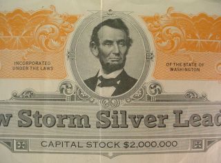 1924 Snow Storm Silver Lead Co Troy Montana Stock Certificate Spokane Wa photo