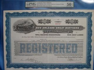 7990new Orleans Great Northern Railway Co Pmg - 50 About Uncirculated 5 Debenture photo