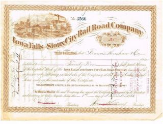 Iowa Falls & Sioux City Railroad Company - - 25 Shares Issued December 1,  1883 photo
