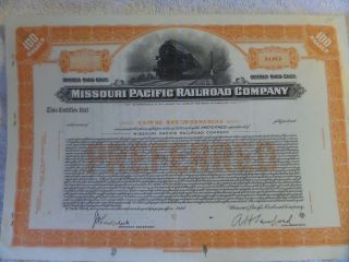 Missouri Pacific Railroad Company Stock Certificate Specimen 1917 photo