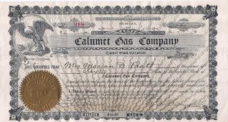 Antique Calumet Mi Calumet Gas Company Stock Certificate 1907 Share Paper Mining photo
