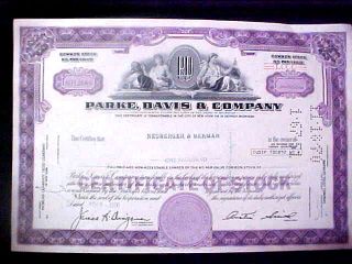 Parke,  Davis Stock Certificate,  1000 Shares, photo