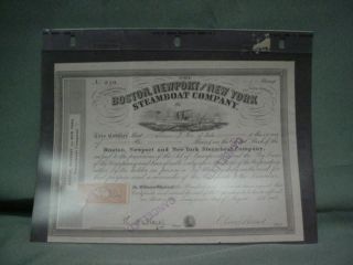 1866 Boston Newport & York Steamboat Company Stock Certificate photo