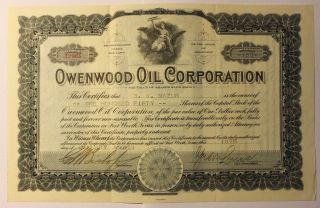 1921 Owenwood Oil Company Stock Certificate Fort Worth Texas Biplane In Vignette photo