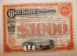 1893 West Shore Railroad Co.  $1000 Bond Signed By Us Senator Chauncey Depew,  Ny photo