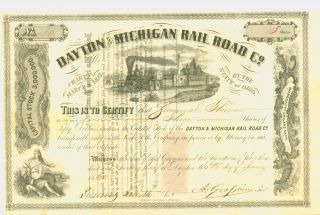 1857 Vintage Stock Certificate - Dayton And Michigan Rail Road Co. photo