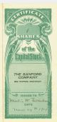 1918 Stock Certificate - The Sanford Company - Big Rapids,  Michigan Stocks & Bonds, Scripophily photo 3