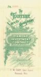 1900 Diamond Investment Contract Certificate Stocks & Bonds, Scripophily photo 2
