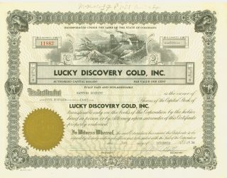 1934 Stock Certificate - Lucky Discovery Gold,  Inc. photo