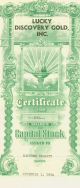 1934 Stock Certificate - Lucky Discovery Gold,  Inc. Stocks & Bonds, Scripophily photo 3