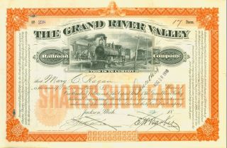 1910 Stock Certificate - The Grand River Valley Railroad Company photo