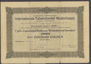 Netherlands 1919 Bond With Coupons International Tabakshandel Amsterdam.  R4014 photo