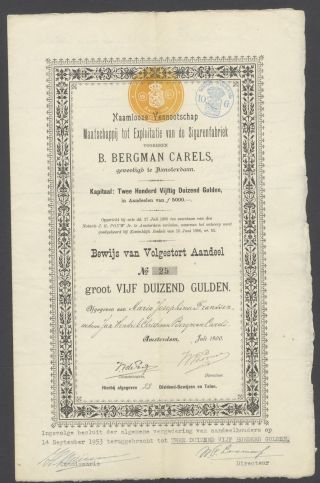 Netherlands 1900 Bond With Coupons Bergman Carels Sigarenfabriek Amstedam.  R4006 photo