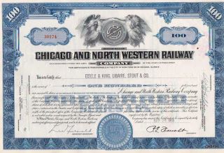 30174 Blue Chicago & North Western Railway Company Stock Certificate Railroad photo