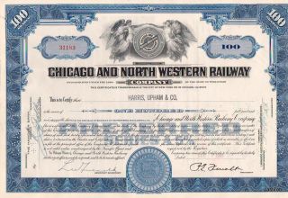 31183 Blue Chicago & North Western Railway Company Stock Certificate Railroad photo
