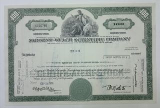 Sargent - Welch Scientific Co 1976 Share Certificate 100 Shares photo