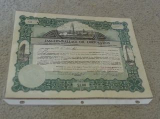 Vintage Jaggers - Wallace Oil Corp.  Stock Certificate 1919 Fort Worth,  Tx photo