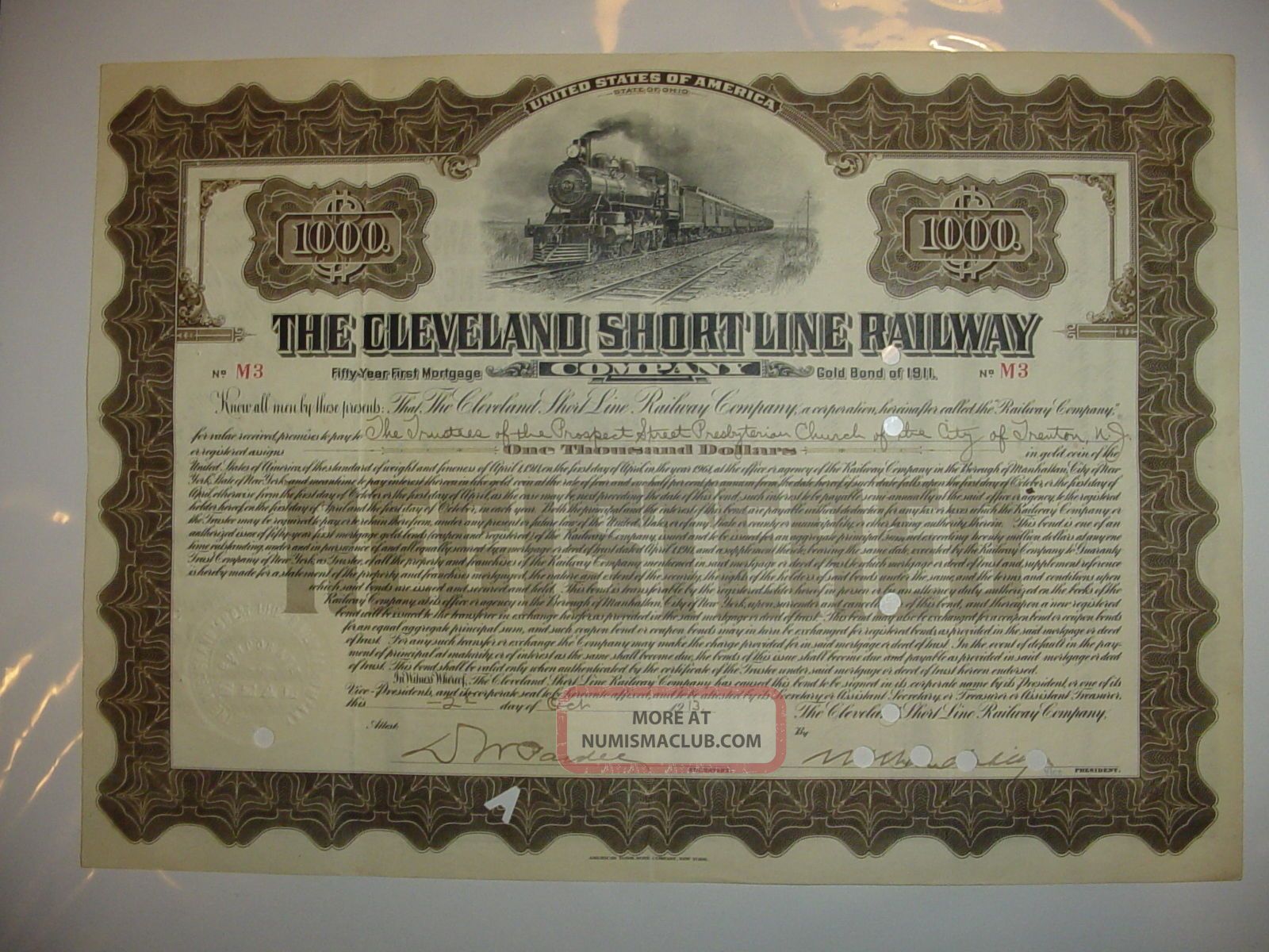 Vanderbilt Signed Cleveland Short Line Railway Bond Stock Certificate Railroad Transportation photo
