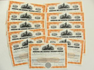 11 Bond Certificates L&n Rr Railroad Louisville Nashville Collateral Trust 1968 photo