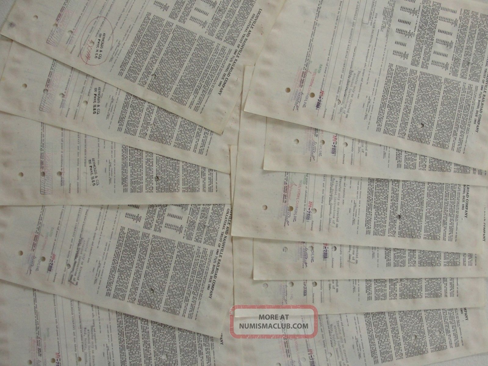 11 Bond Certificates L n Rr Railroad Louisville Nashville Collateral