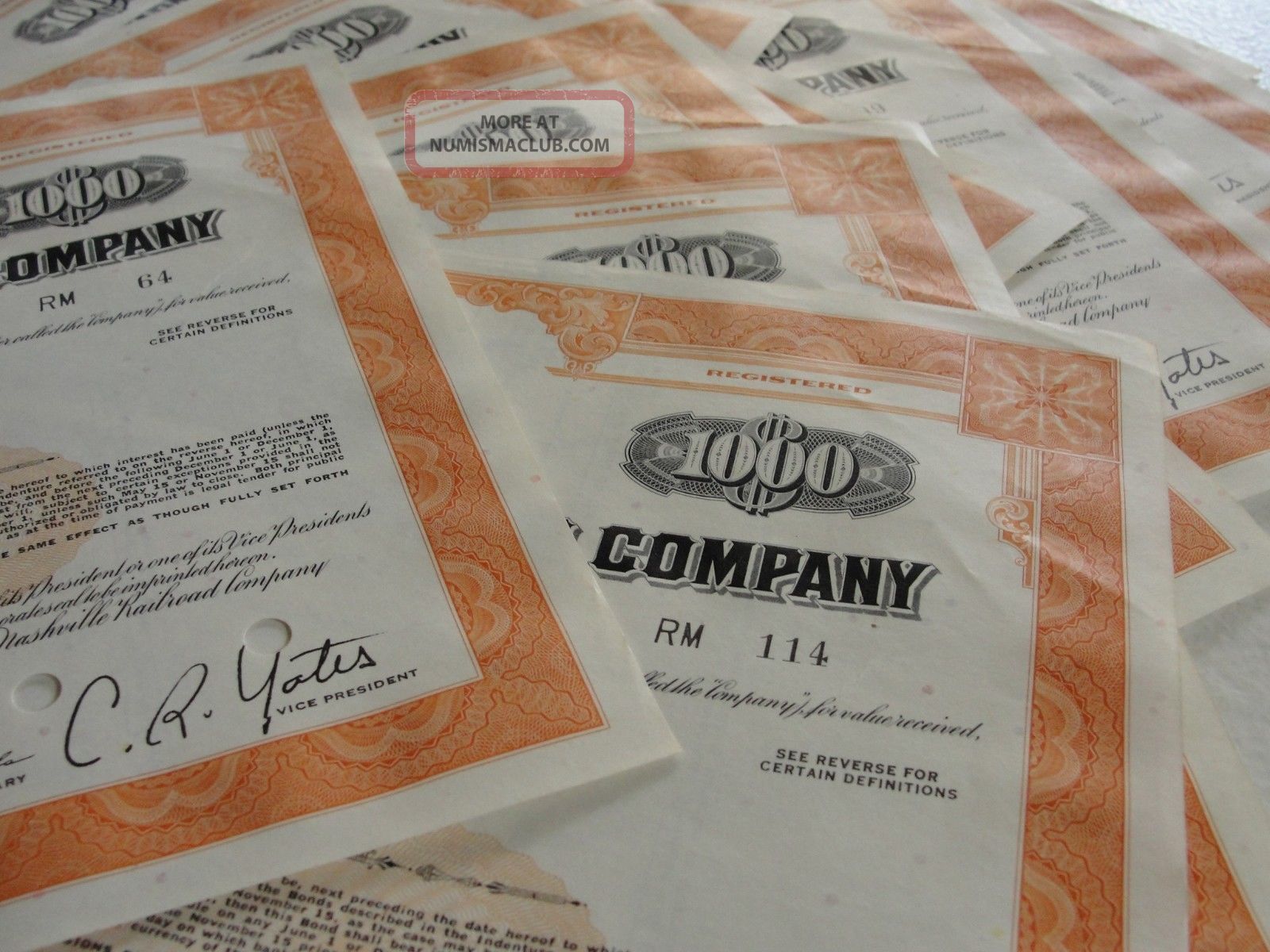 11 Bond Certificates L n Rr Railroad Louisville Nashville Collateral