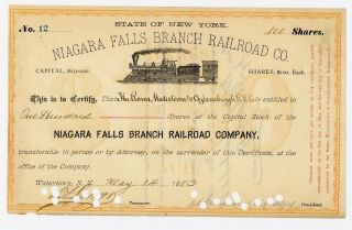 1883 Niagara Falls Branch Railroad Stock Certificate photo