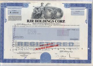 Rjr Holdings Nabisco Stock Bond Certificate Reynolds Tobacco photo