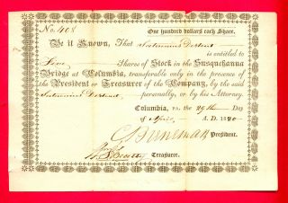 1820 Susquehanna Bridge At Columbia (pennsylvania) Stock Certificate photo