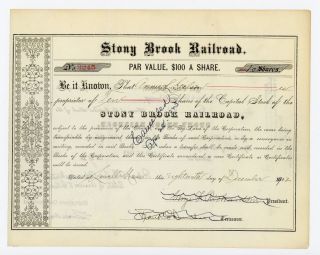 Stony Brook Railroad Stock Certificate photo