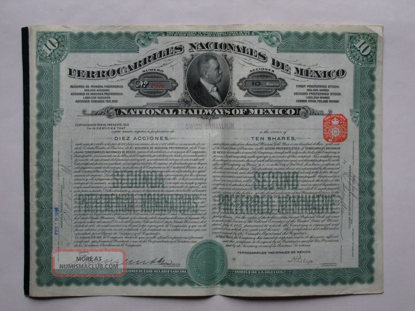 1907 National Railways Of Mexico - 2nd Preferred Nominative 