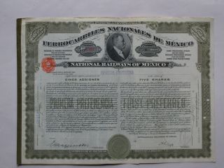 1907 National Railways Of Mexico - First Preferred Stock 