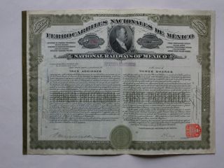 1907 National Railways Of Mexico - First Preferred Stock 