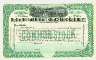 190? Stock Certificate - Detroit And Port Huron Shore Line Railway photo