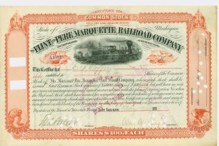 1888 Stock Certificate - The Flint And Pere Marquette Railroad Company photo