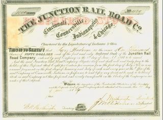 1870 Preferred Stock Certificate Of The The Junction Rail Road Co photo