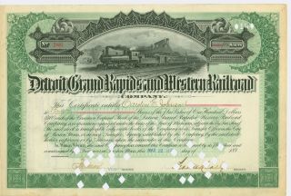 1897 Stock Certificate - Grand Rapids,  And Western Railroad Company photo