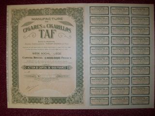 Belgium 1929 Bond - Cigares Cigarillos Taf Manufacture - Tabac Tobacco.  R3386 photo