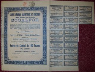 Belgium 1926 Bond - Sogalfor Société Allumetiere - Tabac Tobacco. .  R3381 photo