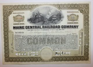 1925 Maine Central Railroad Company Stock Certificate Pine Tree Route photo