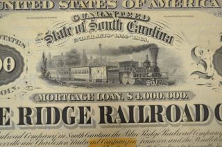Blue Ridge Rail Road Company South Carolina 1000 Dollars Gold Coin 200 Sterling photo