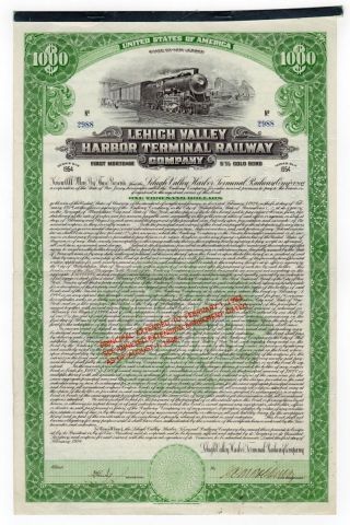 1924 Lehigh Valley Harbor Terminal Railway Co.  Bond photo