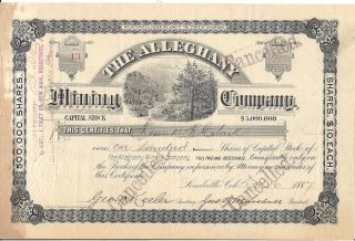 Stk - Alleghany Mining Co 1887 Leadville,  Co 13 V/ Mining Camp In Mountains photo