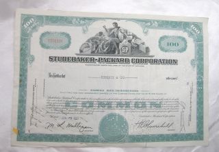 Stock Certificate Studebaker - Packard Corp 100 Common Shares Classic Auto Maker photo