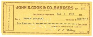 1919 Goldfield Development Company - Check 180 - Goldfield,  Nevada photo
